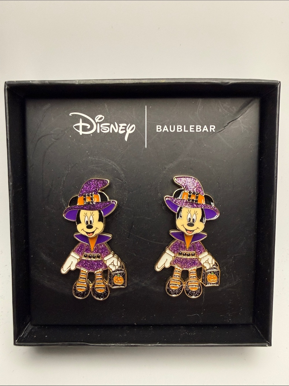 BaubleBar Purple and Orange Minnie Witch Enamel Drop Earrings